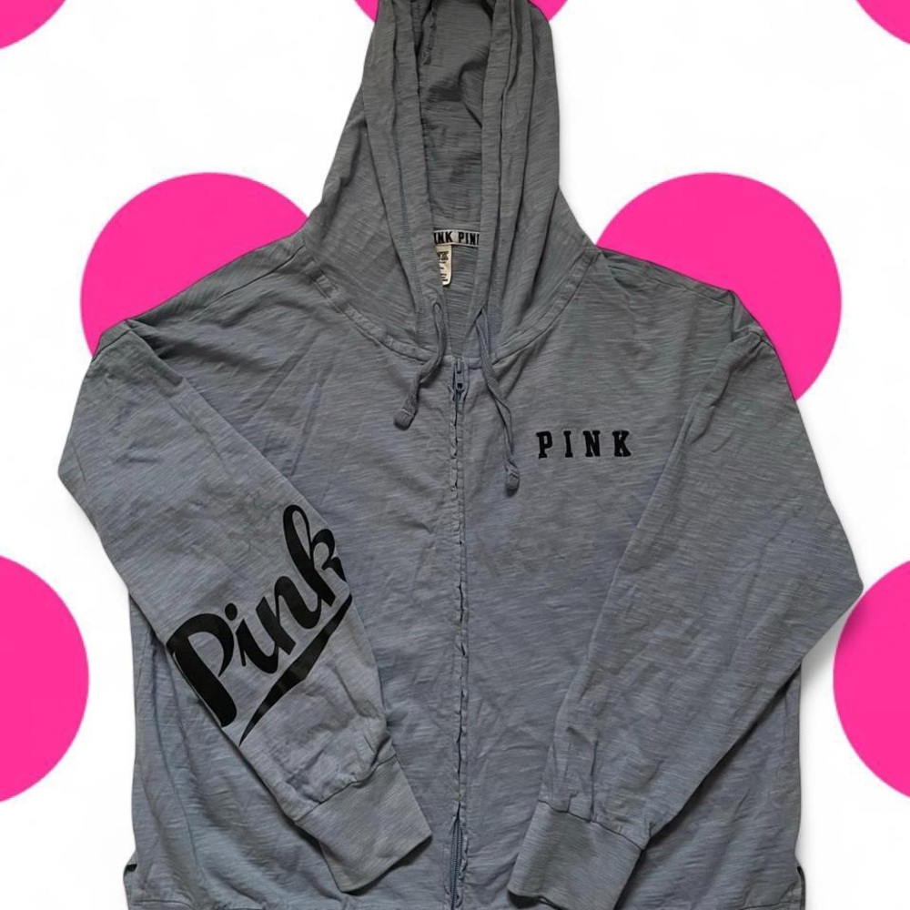 VS PINK • Periwinkle Blue / Black Zip up Jacket • SIZE - L • 100% Cotton